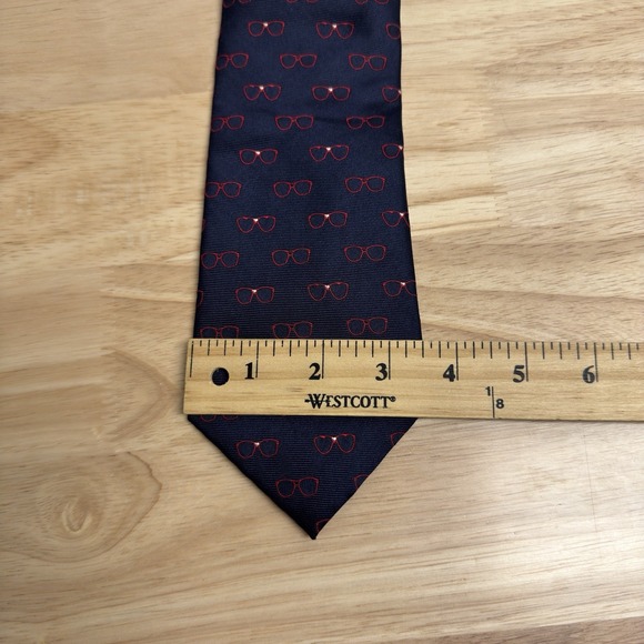 Paul Fredrick Mens Necktie Navy Blue Jacquard Sunglasses 100% Silk All Over - Picture 4 of 4